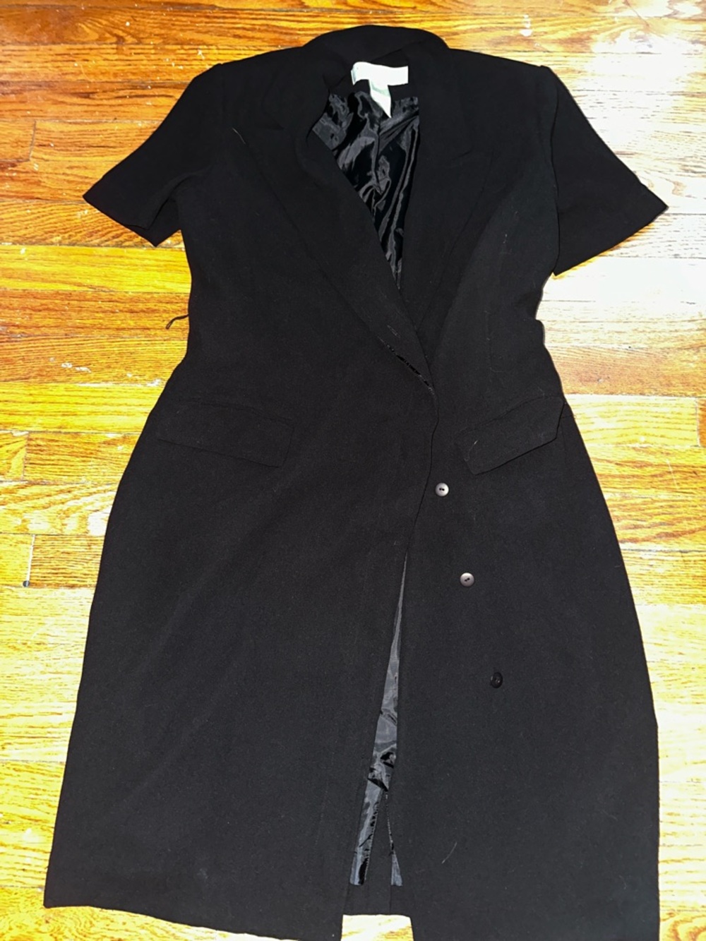 Jones New York Black Short-Sleeve Long Blazer Dress